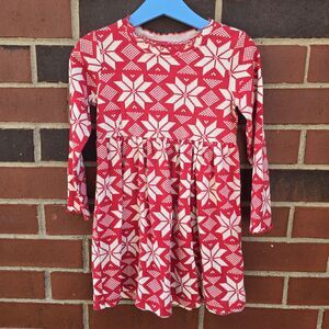 Hanna Andersson Red Snowflake Holiday Rib Play Dress 100cm 4-5y Christmas